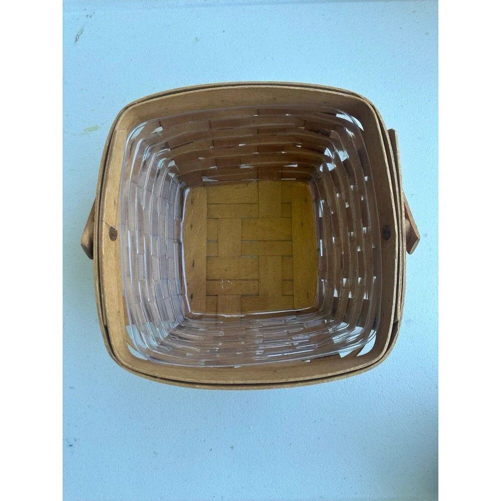 Vintage 1995 Longaberger Handwoven Square Basket Handle Plastic Protector